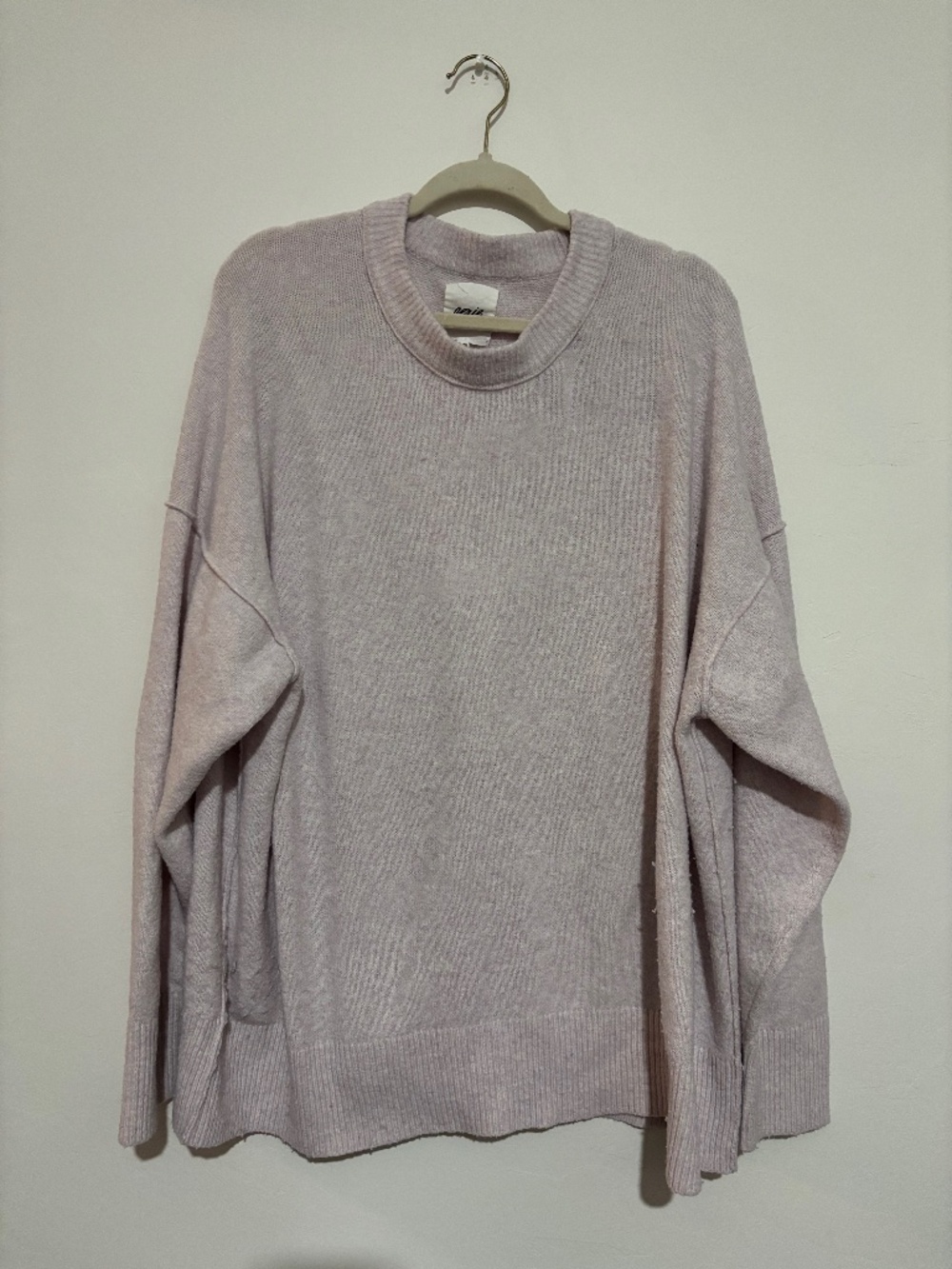 Aerie XL Oversized Waffle Knit Crewneck Sweater - Soft Dusty Purple/Lilac